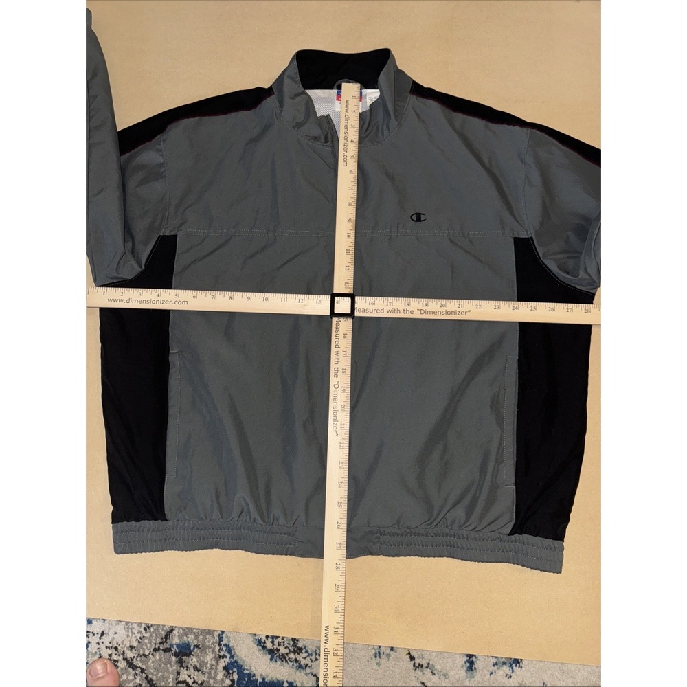 CHAMPION Windbreaker Track Jacket Men's XL Gray Coat Full Zip Sweater - Picture 4 of 7